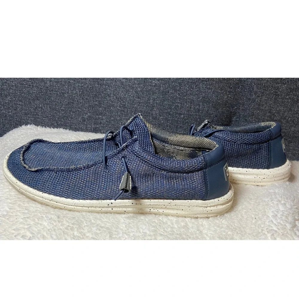 Hey Dude Wally‎ Sox Navy Grey Mens Casual Loafers Slip On Shoes Size 10